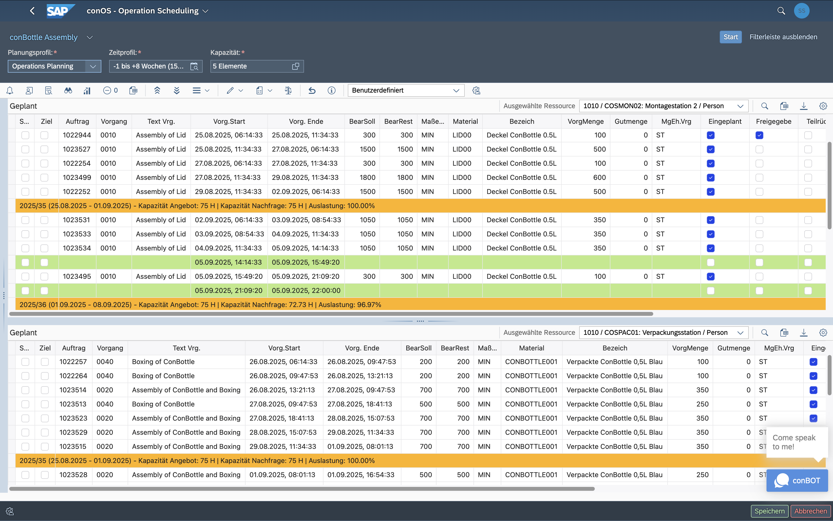 SAP Production Planning: conOperationScheduling